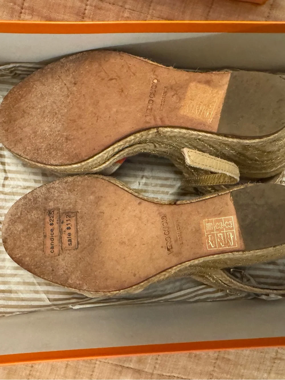 kate spade Gold Wedge Slingbacks with Pink & Orange Bow